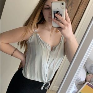 Baby blue hippie rose tank top